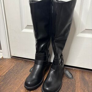 Style & Co 7M Black Mid Calf Boots Buckle Wide Calf NWT